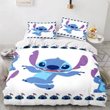 Disney Stitch Cartoon 3D Printed Bed Sheets Three-piece Children's Home Textile Set Quilt Cover Pillowcase