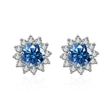 JoyceJelly 1 carat D Color Moissanite Diamond Earrings S925 Sterling Silver Jewelry For Women Sunflower Shaped Ear-studs Wedding