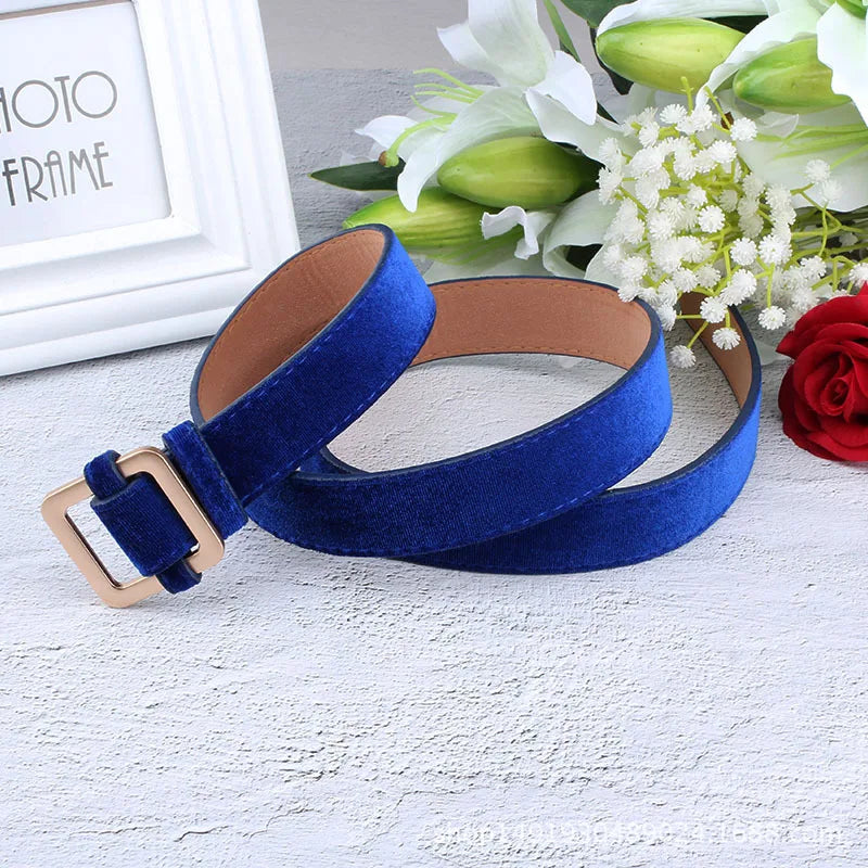 Velvet Sweater Accessories for Women's Belt Dresses with Square Buttons and Waistbands Wear Belts Runway Strap