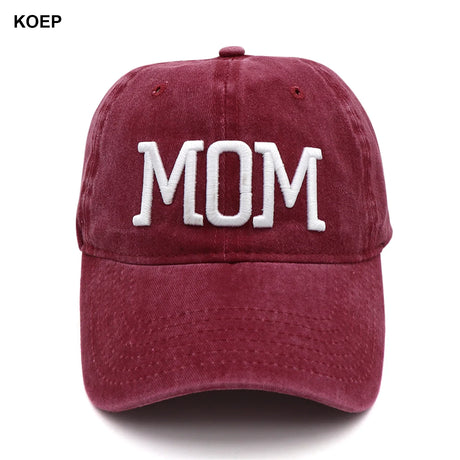 KOEP MOM And DAD Baseball Cap Fishing Caps Men Outdoor Women Washed And Worn Pregnancy Announcement Hats 3D Embroidery