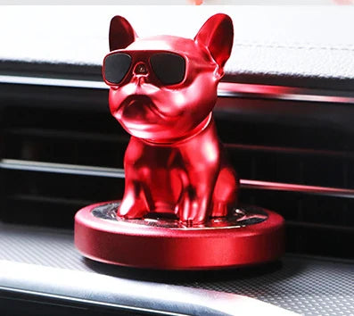 Car Ornament Metal Shake Head French Bulldog Diamond Fragrance Purified The Car Inside Air Condition Accessories Interior Woman