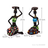 Creative Europe African Black Figure Sculpture Candle Holder, Home Crafts Cafe Theme Decoration Desktop Bar Resin Decoration 1Pc