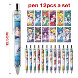 12pcs Anime Figure Sailor Moon Kawaii Cartoon Peripheral Ballpoint Pen Animation Derivatives Student Stationery Festival Gift