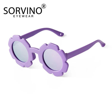 SORVINO Vintage Kids Sunglasses Child Sun Glasses Round Flower Baby Children UV400 Polarized Sunglasses Girls Boys Party Shades