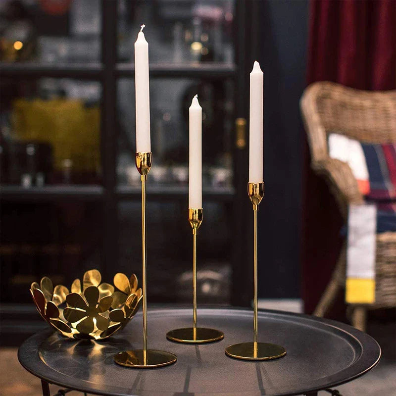 1 Set European Metal Candle Holder Exquisite Candlestick Candelabra Vintage Golden Wedding Decoration Home Living Room Decor