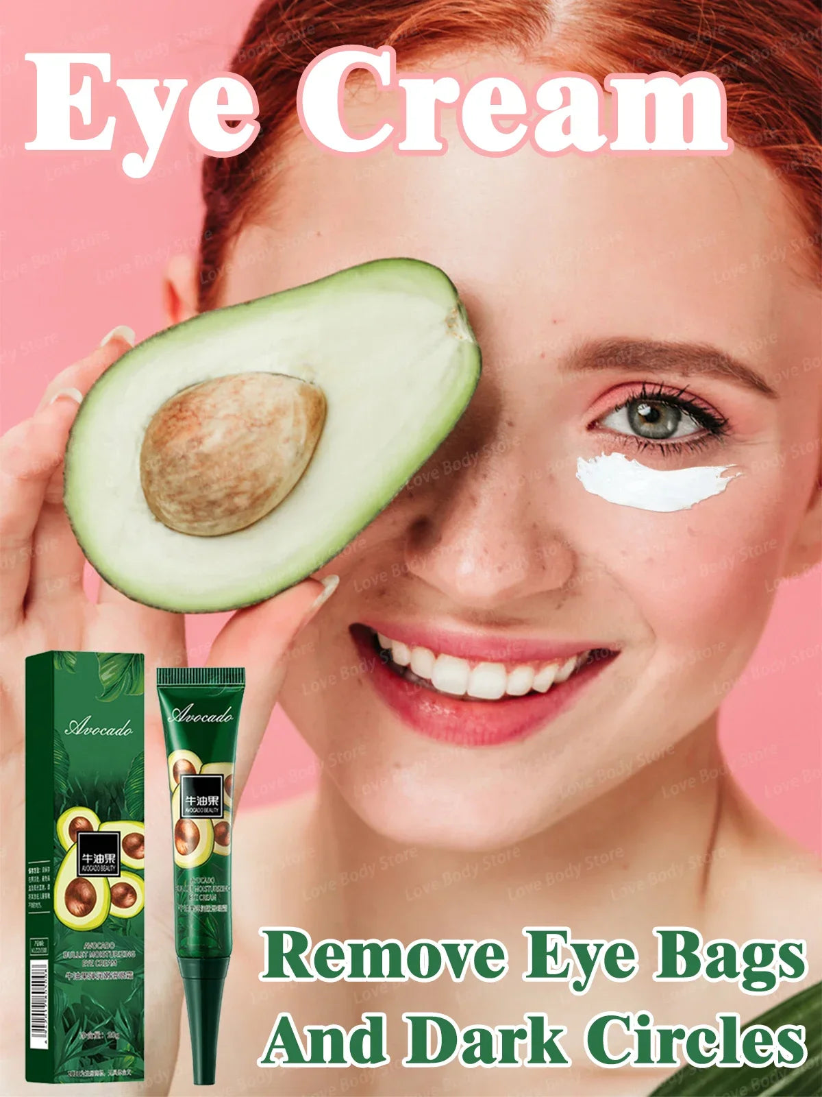 Avocado Eye Essence Cream Remove Eye Bags Dark Circles Wrinkles Eliminate Eye Puffiness 20g