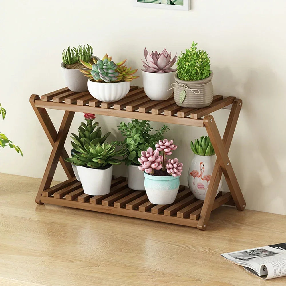 Wooden Multilayer Flowerpot Organizer Flower Holder Balcony Stand Pots Display Shelf Plant Stand Living Room Outdoor Furniture