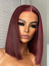 99J Straight Bob Wigs Lace Front Human Hair Wigs 13x4 Lace Frontal Human Hair Wig Burgundy Straight Short Human Hair Bob Wigs