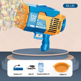 132Hole Rocket Luminous Bubble Gun Gatling Electric Soap Bubble Machine Children's Small Toys Automatic Blower With Light Gifts