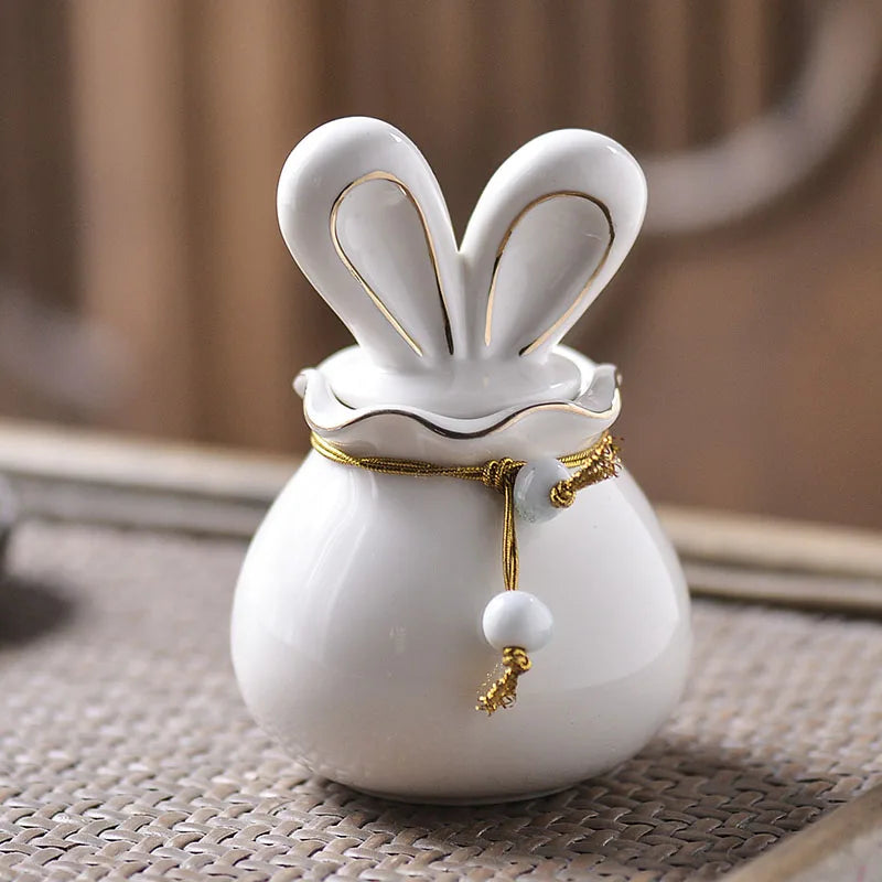 Ceramics Bunny Pet Urn Anforas for Human Ashes Puppy Funeral Box Animal Memorials & Funerary Coffin Dog Death Memory Cremation