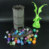 Dice Tower with Bricks Castle Pattern - Ideal for D&D Game RPG and Tabletop Gaming with Dice Rolling Tray