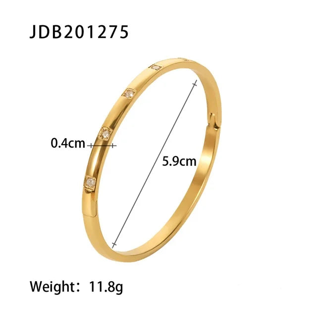 Youthway 18k Gold Stainless Steel Bangles Winter Stacking Cubic Zirconia Opening Bracelet for Women Jewelry Gift 2022 NEW