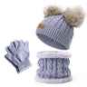 Baby Warm Winter Hats Scarf Gloves 3pcs Set Kids Toddler Bonnet Cute Pompom Knitted Hats Outdoor Warm Infant Accessories 1-5Y