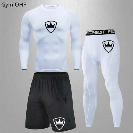 MMA rashgard Men's Sports Suit male Quick drying Sportswear Compression Clothing Fitness Training kit Thermal Underwear legging