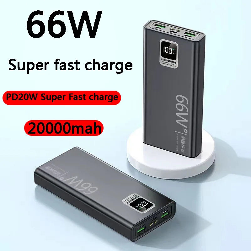 66W Portable Charging Power Bank Mobile Phone External Battery PD QC 3.0 Charger Poverbank for iPhone Huawei 30000mAh Power bank