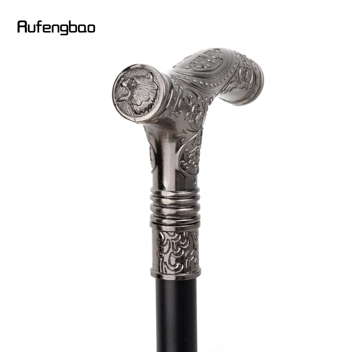 Silver Roaring Bear Head Flower Walking Stick with Hidden Plate Self Defense Fashion Cane Plate Cosplay Crosier Stick 93cm