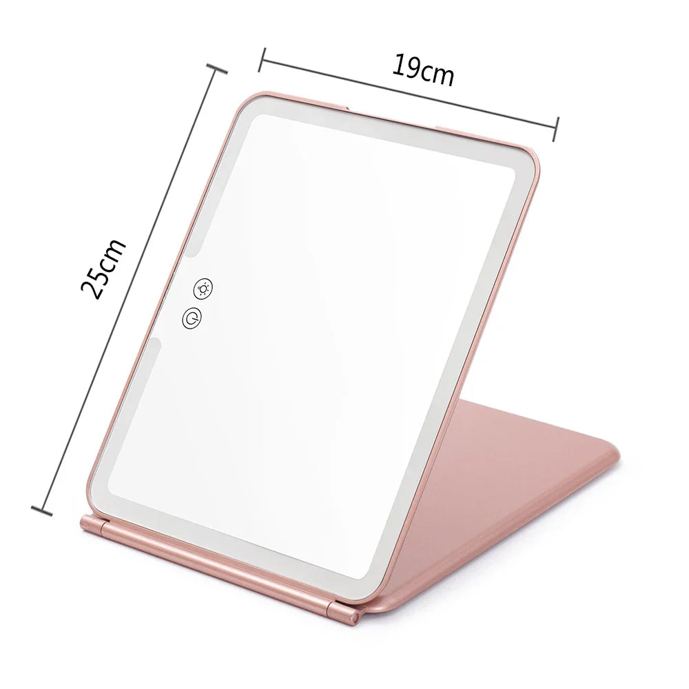 Led  Make Up Mirror With Light  Tool Portable Foldable Travel Desk Vanity Table Bath Bedroom Makeup Tools Lighted Makeup Mirrors