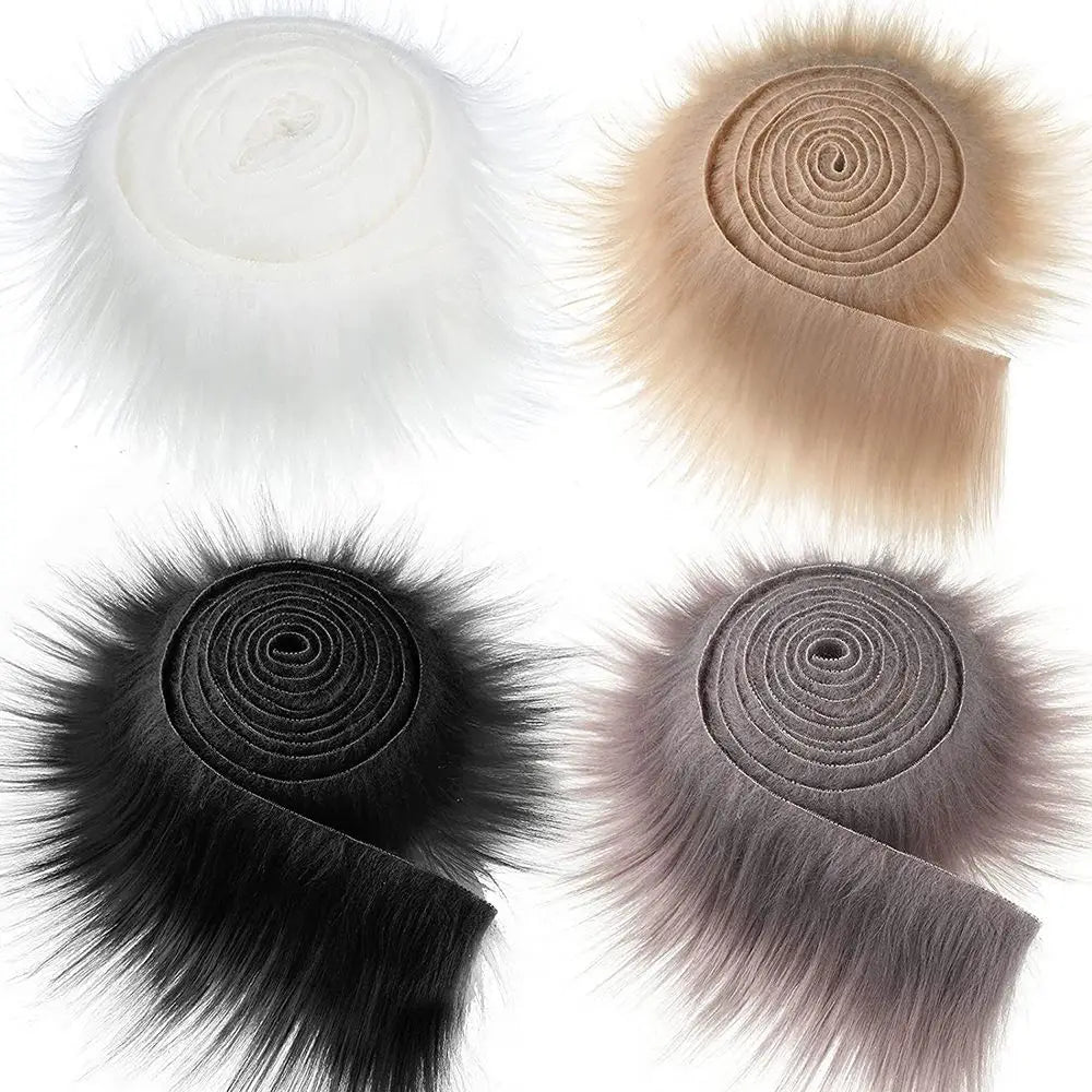 Apparel Sewing Trimming Fluffy Soft Long Plush Fur Fabric Plush Fur Stripe Trim Fabric Roll Faux Fur Ribbon Tapes