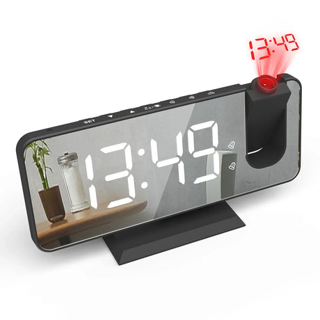 LED Digital Alarm Clock Table Watch Electronic Desktop Clocks USB Wake Up FM Radio Time Projector Snooze Function 2 Alarm