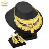 ANIID Africa Luxury Round Ball Jewelry Sets For Lady Bridal Party 24k Gold Color Necklace Set Indian Nigerian Wedding Gifts New