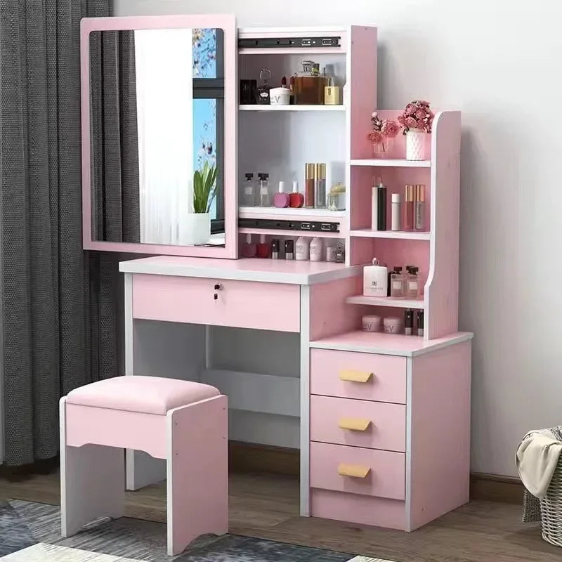 Dressing Table Length Drawers Amp Stool  Bedroom Small Apartment Simple Modern Sliding Mirror Simple Storage Cabinet Furniture