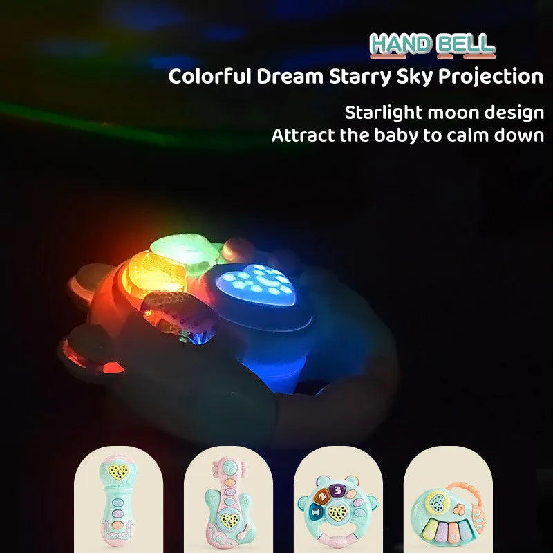 Baby Musical Instrument Early Education Toys Music Light Projector Hand Bell Piano Drum Montessori Infant Toy Gifts 0-12 Months