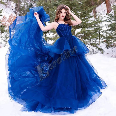 Caroline Birthday Tulle Princess Prom Ball Gown Dresses Tiered Spaghetti Straps Made To Order Vestido De Fiesta Drop Shipping