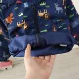 Baby Coat Spring And Autumn Boys' Hooded Zipper Jacket Children'S Cartoon Print Windproof Casual Sports Top