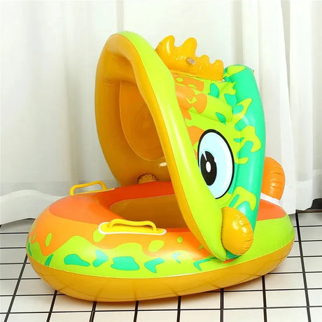 Inflatable Baby Toys Swim Ring Floating Seat Outdoor Swimming Pool Sun Shade Toddler Swim Circle Beach Water Toys for Children