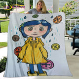 3D Cartoon Coraline Blanket,Flannel Blanket Throw Blanket,Children's Warm Blanket for Home Living Room Bedroom Beds Sofa Office