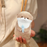 Cute Otters Holding Fish Plushie Keyrings Lightweight Hanging Pendant Props For Schoolbag Key Wallet