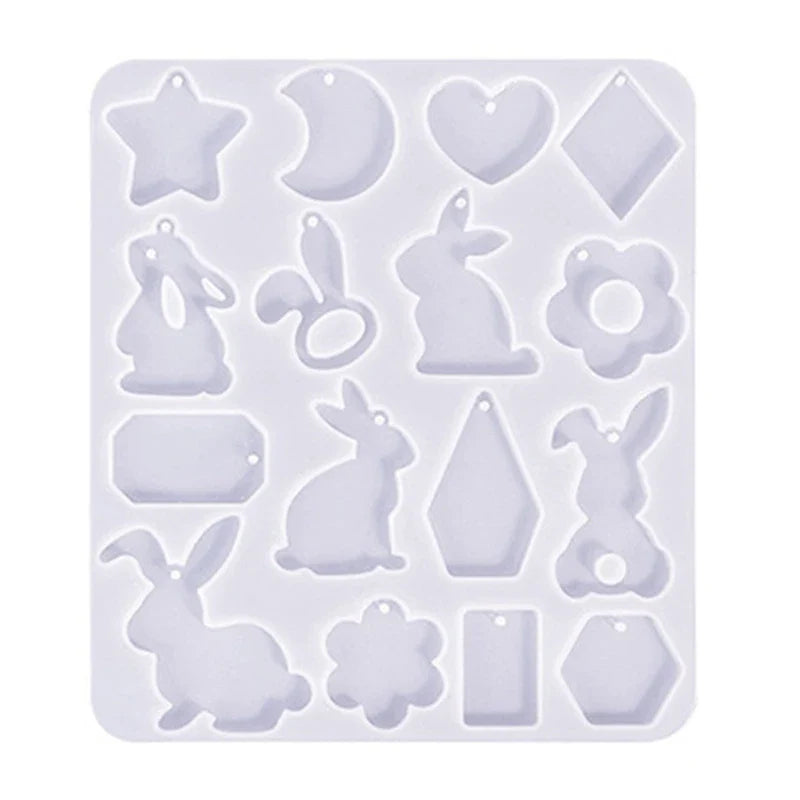 DIY Geometric Animal Shaped Earrings Silicone Mold with Hole Jewelry Keychain Necklace Pendant Epoxy Resin Casting Mould