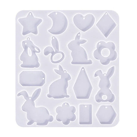 DIY Geometric Animal Shaped Earrings Silicone Mold with Hole Jewelry Keychain Necklace Pendant Epoxy Resin Casting Mould