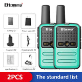 Btoera 2 Pcs Mini Walkie Talkie PMR 446 Portable Two-way Radio Ht PTT Walkie-talkies 5W 16CH UHF 400-470MHz Portable Radio for