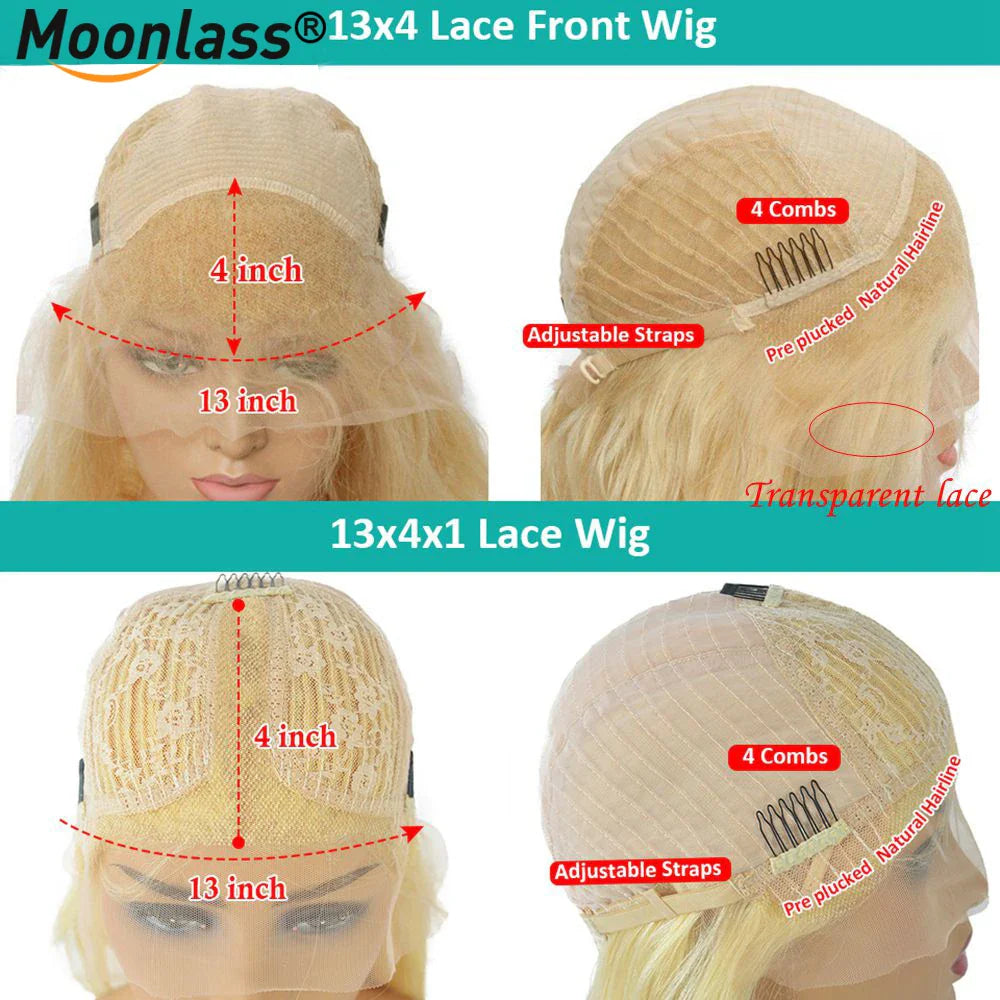 T4 613 13x4 Lace Frontal Human Hair Wig 613 Blonde Deep Wave Brazilian Hair Wigs HD Transparent Blonde Lace Front Human Hair Wig