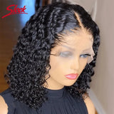 Brazilian Deep Curly Bob Hair Wigs Natural Black Color Brazilian HD Lace Front Part 13x6 Transparent T Lace Highlight Hair Wigs