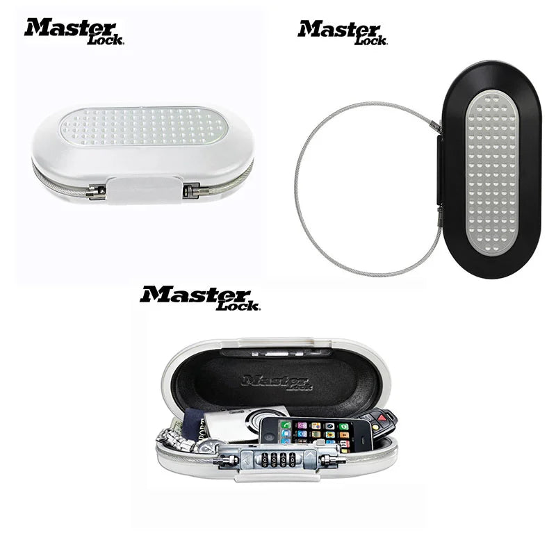 Master Lock Portable Personal Combination Lock Safe Jewelry ATM Card Mobile Phone Storage Belt Fixed with Wire Rope