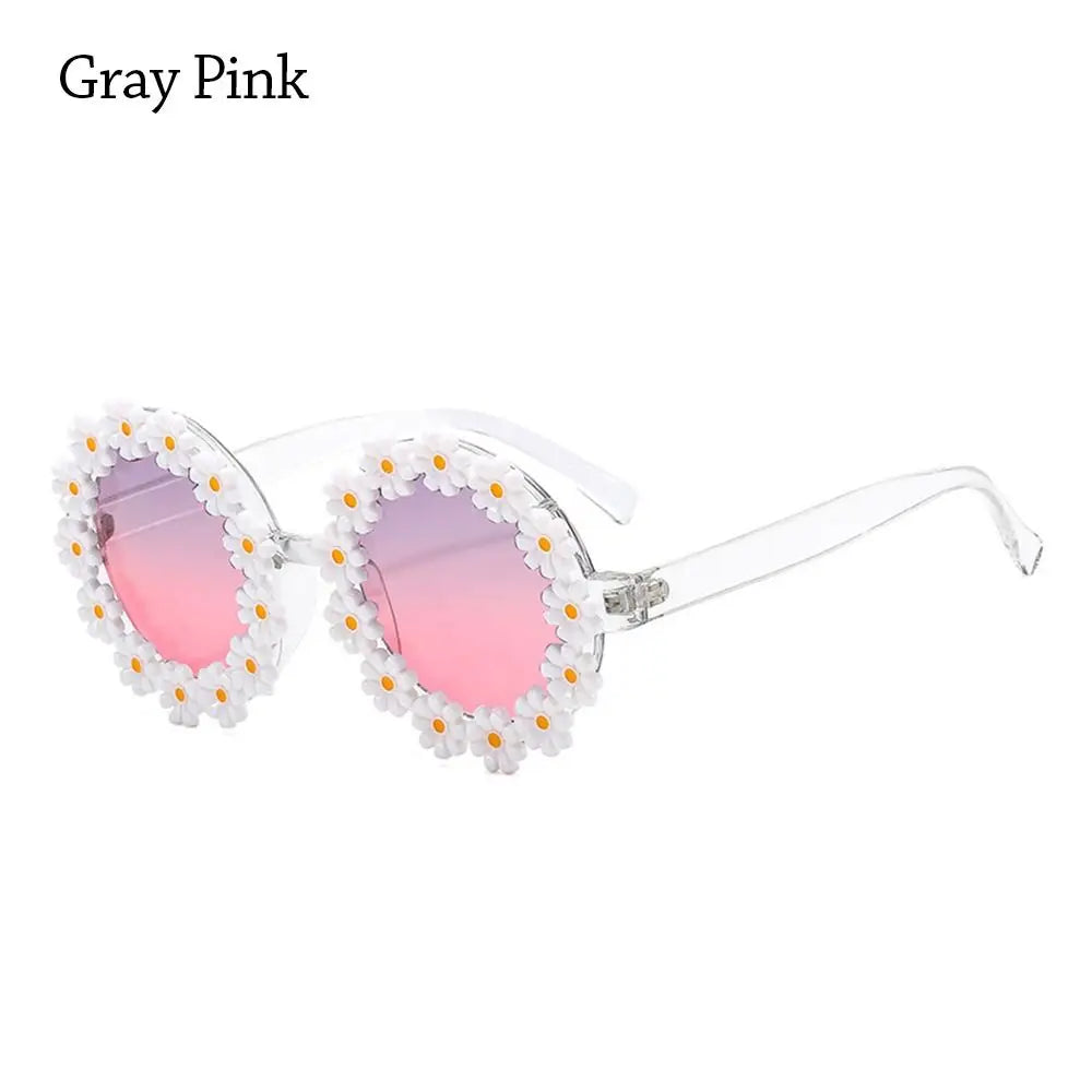 Fashion Retro Daisy Sunglasses for Women Round Flower Sun Glasses Trendy Summer Pool Beach Party Shades UV400 Eyewear