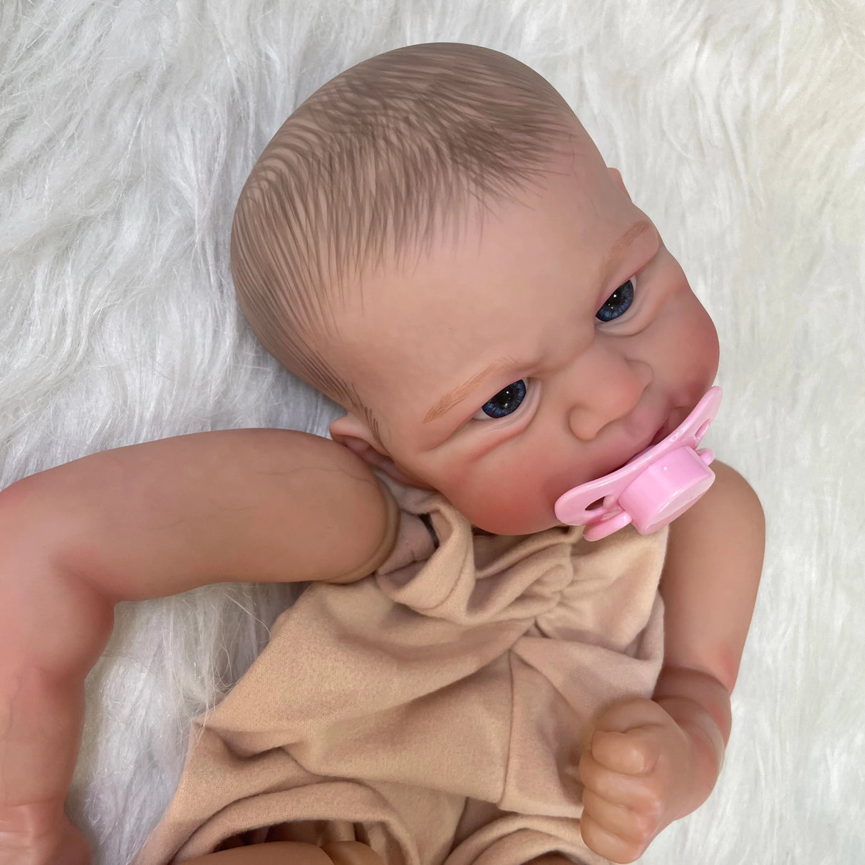 18inch Already Painted Reborn Doll Parts Elijah Lifelike Baby 3D Painted Skin with Visible Veins Cloth Body Included