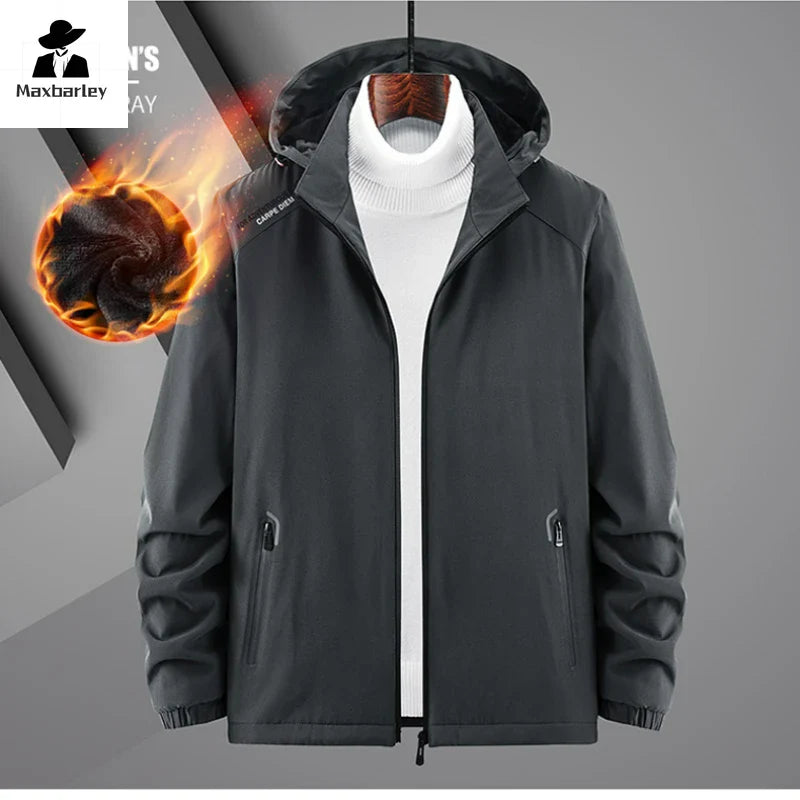 winter Windproof Jacket Men's Military Fleece-lined Thickened Warm Aviator Parka Outdoor Camping Waterproof Men's Hooded Coat