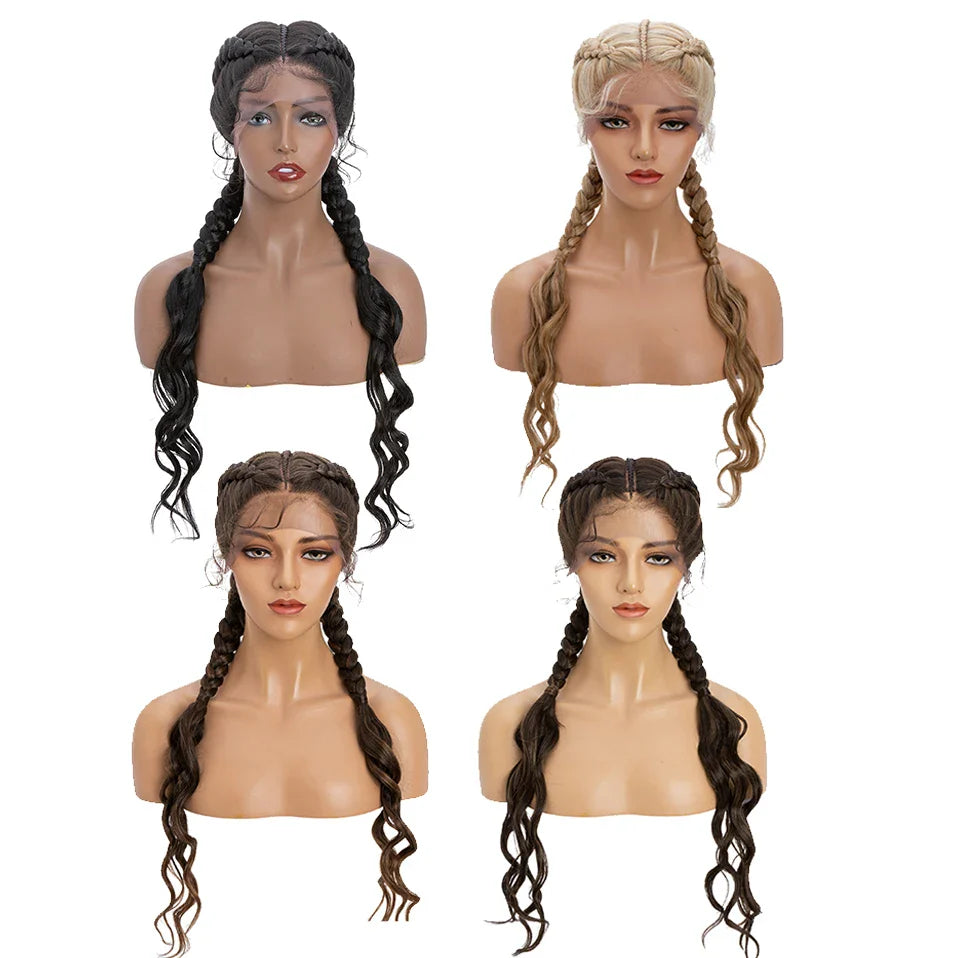 My-Lady Synthetic 27inches Lace Front Hair Wig Black Curly Long For African Woman Afro Frontal Blonde Cornrow Braided Wigs