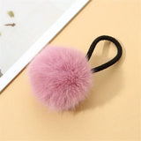 Cute Fur Ball Plush Hair Rope High Elastic Black Hair Ties With Pompom Women Toddler Girls Ponytail Holder Seamless Rubber Bands