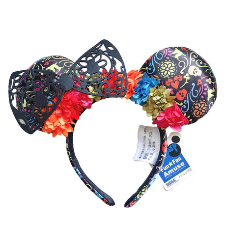 Disney Mickey Mouse Ear Headband Green Mermaid Hair Hoop Fish scale sequin mesh Ribbon Party Headwear Girl Toy Birthday Gift