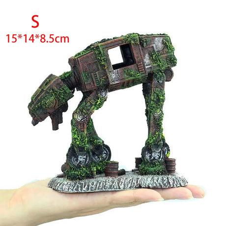 Creative Landscaping Car Robot Dog Transformers Theme Fish Tank Decorations Ornaments Crafts Aquarium Decor Rock Castle