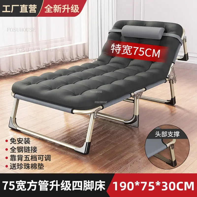 Folding Beds Portable Single Office Bed Sleeping Marching Bed Leisure Recliner Modern Home Furniture Outdoor Folding Bed C