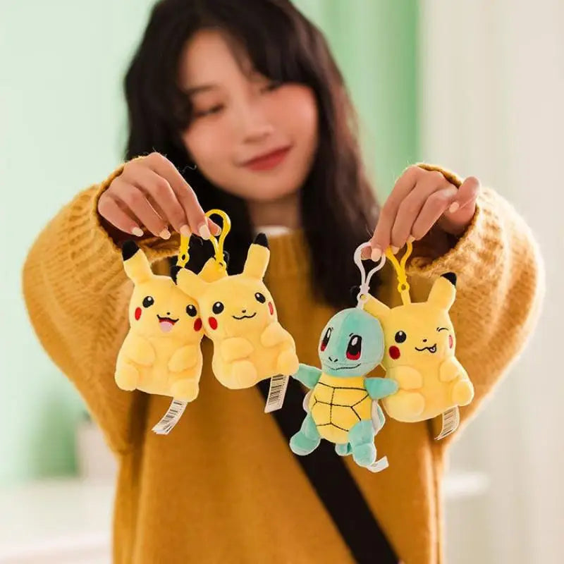 Pokemon Plush Keychain Action Figure Pikachu Key Chain Psyduck Bulbasaur Keyring Backpack Plushies Pendant Bag Accessories Gift