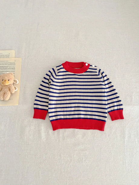 Spring And Autumn Newborn Infant Baby Boys And Girls Knit Top Shirt Stripe Round Dot Sweater Kids Fashion Baby Clothing