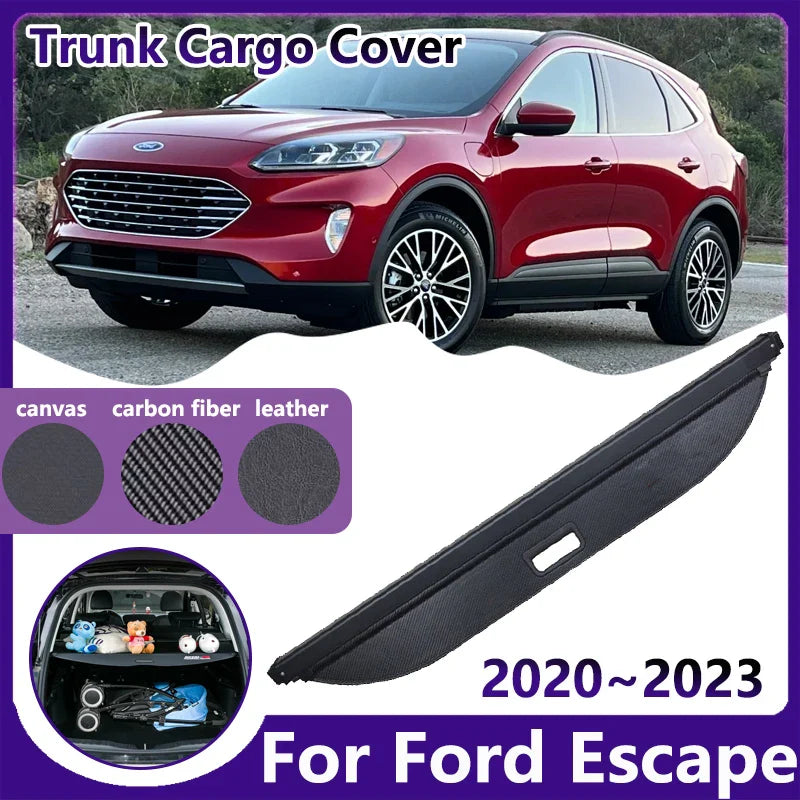 Car Trunk Curtain for Ford Escape Accessories Kuga 2020~2023 Retractable Rear Boot Tray Cargo Cover Privacy Security Luggage Mat