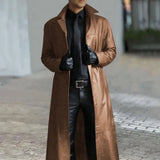 2023 New Men Lapel Goth Punk Black Long Coat Winter Leather Long Jacket Goth Coat Dark Knight Cool Cape Coat Trench Coat