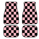 Checkerboard Car Mats Auto Parts Rubber Floor Mats Custom 4PCS Car interior graphic print checkered square feet